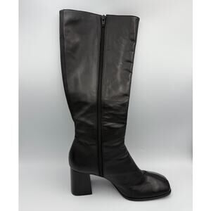 Reformation Nylah Knee High Black Leather GoGo Boots Size 9.5
